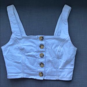 white button up forever 21 denim top